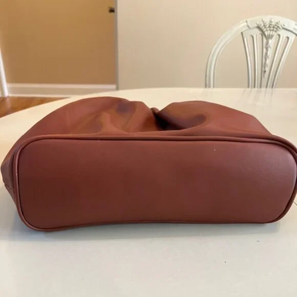 GUESS Los Angeles Small Satchel Faux Leather Cognac color Hand bag-NEW - Picture 6 of 13